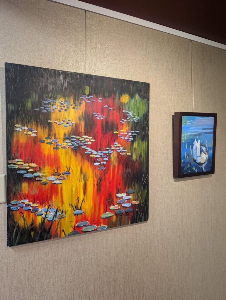 A painting of the featured Forum Exhibit Artist